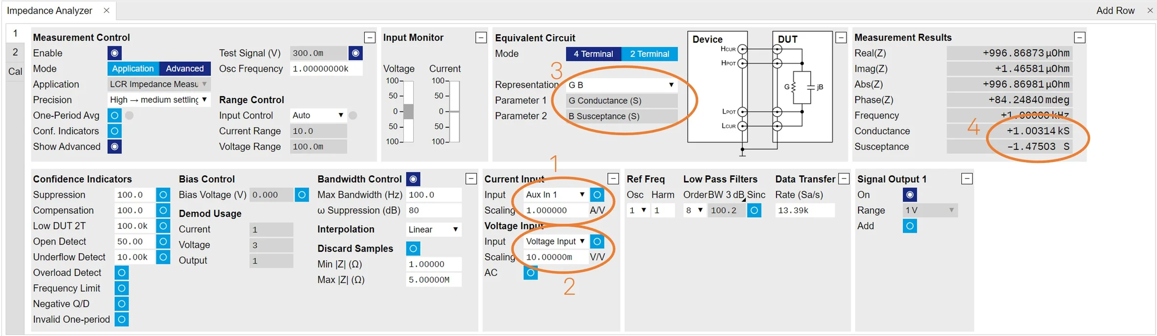 LabOne settings used to measure grounded components