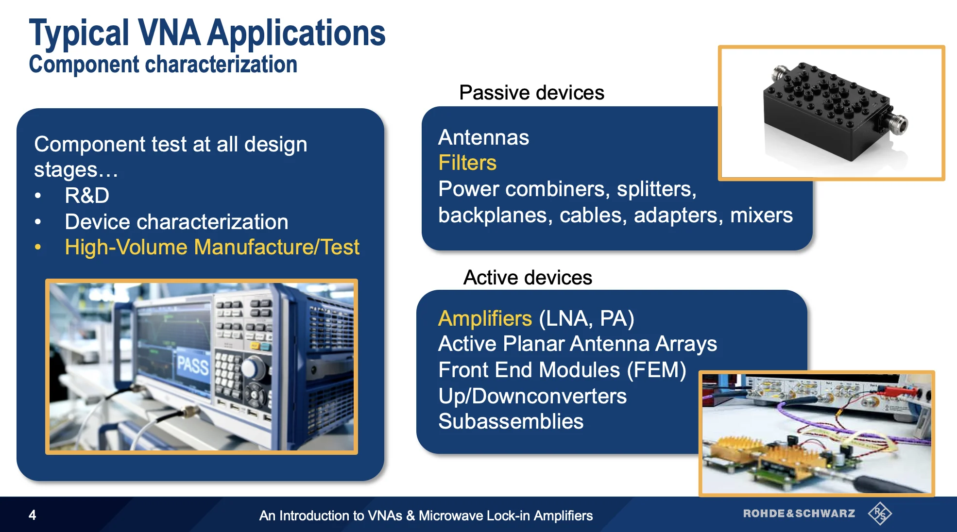 Webinar slide showing VNA applications