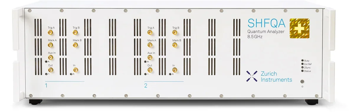 SHFQA+ 8.5 GHz Quantum Analyzer, 2 channel version, Frontpanel
