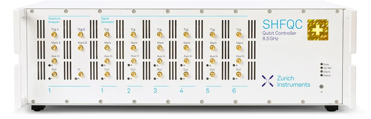 SHFQC+ 8.5 GHz Qubit Controller Frontpanel
