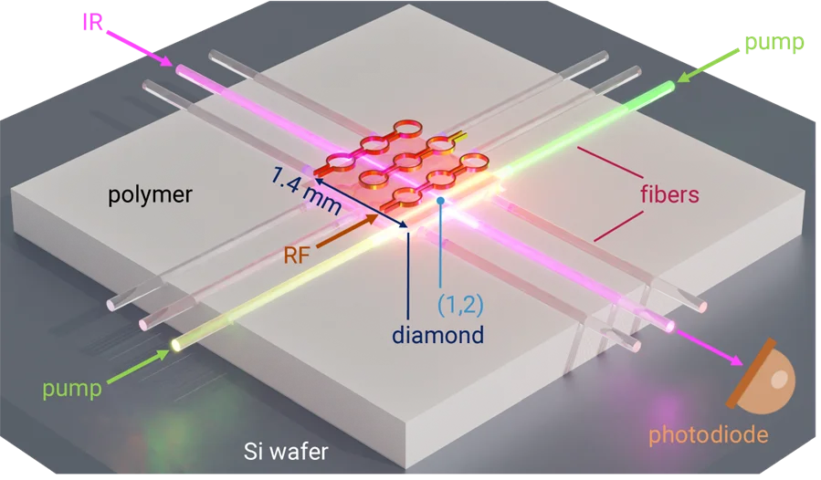 Diamond substrate and optical fibers
